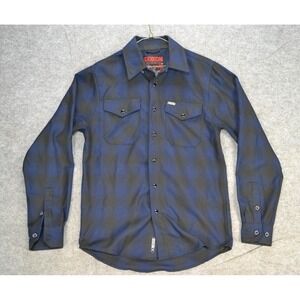 Dixxon Flannel Shirt Mens XS Blue Black Plaid Midnight D-Tech Button Up Workwear
